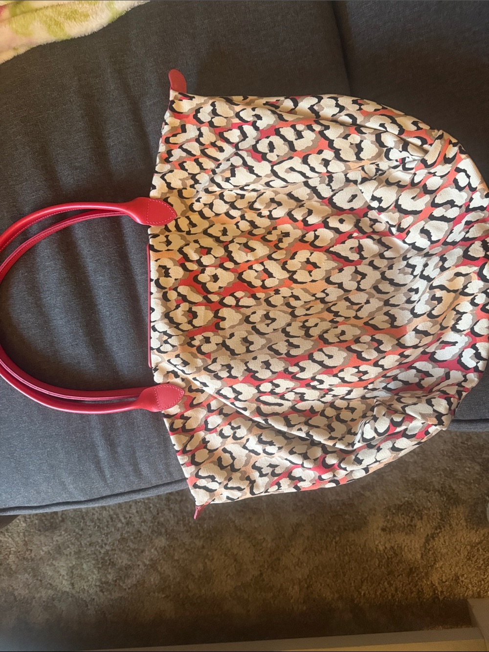 Longchamp pink-Trim Leopard Print Shoulder Bag - Picture 3 of 6